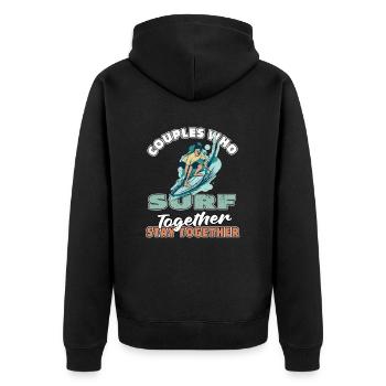 Surfer Surfing Couple - Veste à capuche bio Premium Unisexe - noir - Dos - Nico (187cm)
