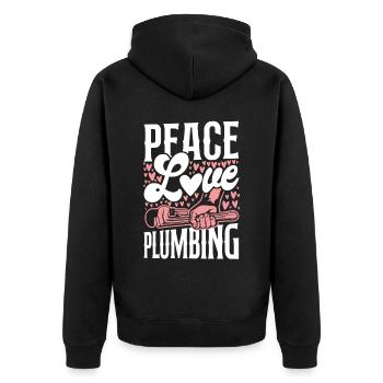 Plomberie plombier femme paix amour - Veste à capuche bio Premium Unisexe - noir - Dos - Nico (187cm)
