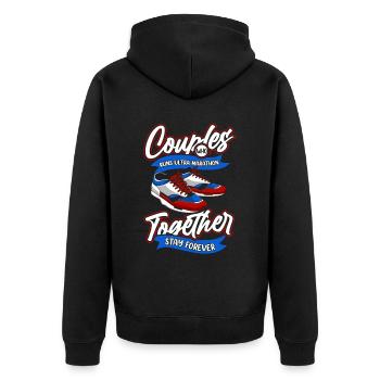 Ultramarathon Paar - Unisex Premium Bio Zip Hoodie - Schwarz - Hinten - Nico (187cm)