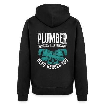 Plumbing Plumber Electrician - Unisex Premium Organic Zip Hoodie - black - Back - Nico (187cm)