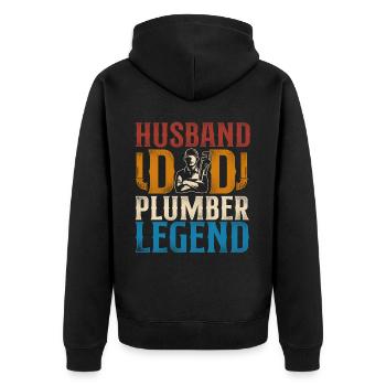 Plumbing Plumber Dad Vintage Retro - Unisex Premium Organic Zip Hoodie - black - Back - Nico (187cm)
