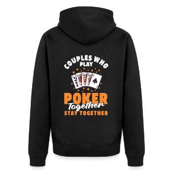 Poker Paar - Unisex Premium Bio Zip Hoodie - Schwarz - Hinten - Nico (187cm)