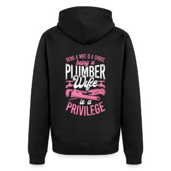 Plomberie Plombier Femme Mari - Veste à capuche bio Premium Unisexe - noir - Dos - Nico (187cm)