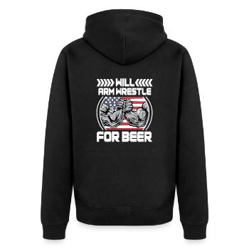 Arm wrestling tree felling weight training Armwrestling - Unisex Premium Organic Zip Hoodie - black - Back - Nico (187cm)