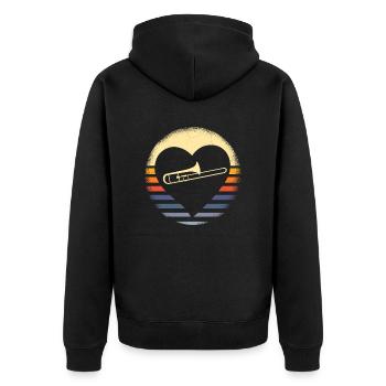 Posaune Musiker Blasmusik - Unisex Premium Bio Zip Hoodie - Schwarz - Hinten - Nico (187cm)