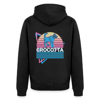 Crocotta Cynolycus Fabelwesen Griechische Mytholog - Unisex Premium Bio Zip Hoodie - Schwarz - Hinten - Nico (187cm)
