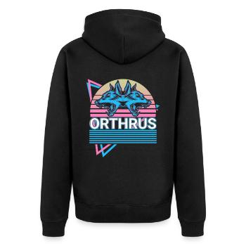 Orthrus mythical creatures Ancient Greek mythology R - Unisex Premium Organic Zip Hoodie - black - Back - Nico (187cm)