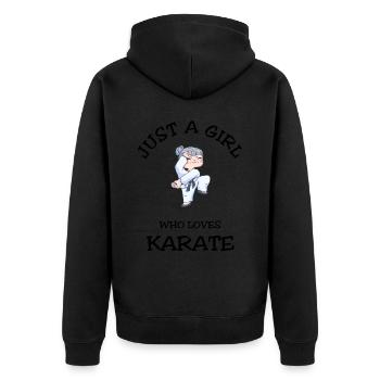 Juste une fille qui aime le karaté - Veste à capuche bio Premium Unisexe - noir - Dos - Nico (187cm)