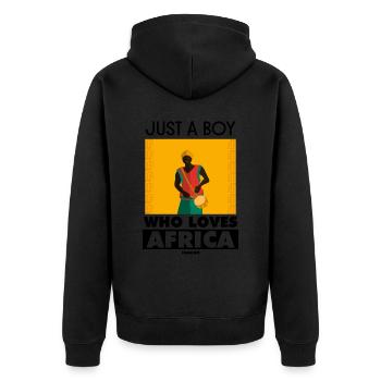 Just A Boy Who Loves Africa - Unisex Premium Bio Zip Hoodie - Schwarz - Hinten - Nico (187cm)