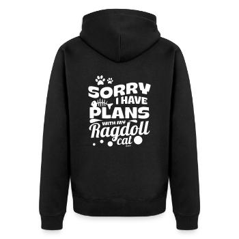 Ragdollkatze Spruch Katzenmama Katzenpapa - Unisex Premium Bio Zip Hoodie - Schwarz - Hinten - Nico (187cm)