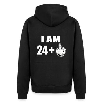 25th birthday - Unisex Premium Organic Zip Hoodie - black - Back - Nico (187cm)