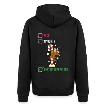 Left Unsupervised Unartig oder nett Geschenk - Unisex Premium Bio Zip Hoodie - Schwarz - Hinten - Nico (187cm)