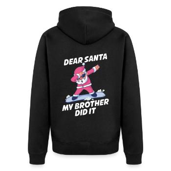 My Brother Did It Lieber Weihnachtsmann Geschenk - Unisex Premium Bio Zip Hoodie - Schwarz - Hinten - Nico (187cm)