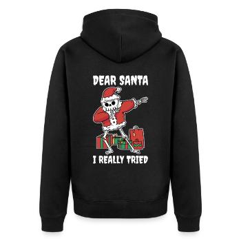 I Really Tried Lieber Weihnachtsmann Geschenk - Unisex Premium Bio Zip Hoodie - Schwarz - Hinten - Nico (187cm)