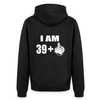 40th birthday - Unisex Premium Organic Zip Hoodie - black - Back - Nico (187cm)