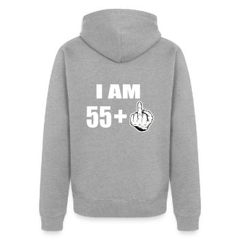56 Geburtstag - Unisex Premium Bio Zip Hoodie - Grau meliert - Hinten - Nico (187cm)