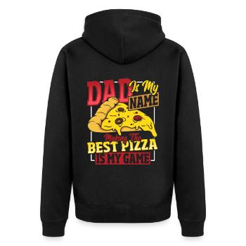 Pizza Making Design für die nächste Pizza Party - Unisex Premium Bio Zip Hoodie - Schwarz - Hinten - Nico (187cm)