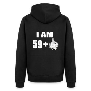 60th birthday - Unisex Premium Organic Zip Hoodie - black - Back - Nico (187cm)