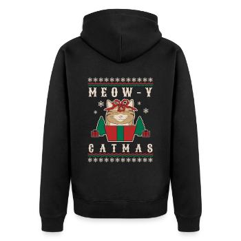 Meow-Y Catmas - Pull de Noël avec chat - Veste à capuche bio Premium Unisexe - noir - Dos - Nico (187cm)