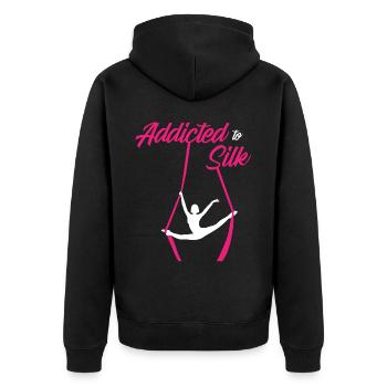 Air winner. Air silk - Unisex Premium Organic Zip Hoodie - black - Back - Nico (187cm)