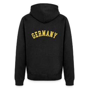 Für Liebhaber Deutschlands und des deutschen Volkes - Unisex Premium Bio Zip Hoodie - Schwarz - Hinten - Nico (187cm)