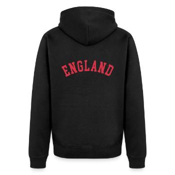 For lovers of England and the English People - Unisex Premium Organic Zip Hoodie - black - Back - Nico (187cm)