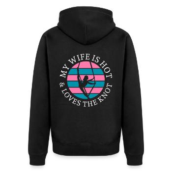 Air winner. Air silk - Unisex Premium Organic Zip Hoodie - black - Back - Nico (187cm)