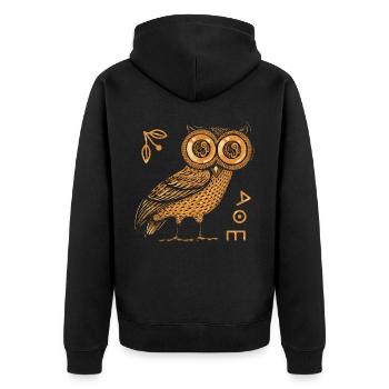 Owl of Athena, Greek mythology - Unisex Premium Organic Zip Hoodie - black - Back - Nico (187cm)