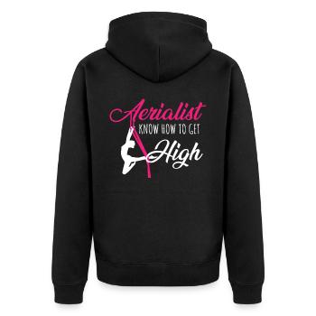 Air winner. Air silk - Unisex Premium Organic Zip Hoodie - black - Back - Nico (187cm)