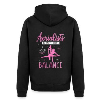 Air winner. Air silk - Unisex Premium Organic Zip Hoodie - black - Back - Nico (187cm)