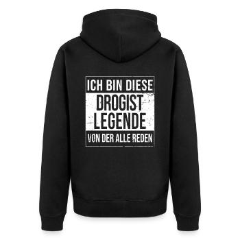 Apotheker Geburtstag geboren Legende Drogist - Unisex Premium Bio Zip Hoodie - Schwarz - Hinten - Nico (187cm)