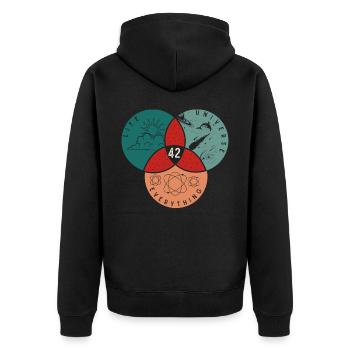 42 Life Universe Everything - Unisex Premium Organic Zip Hoodie - black - Back - Nico (187cm)