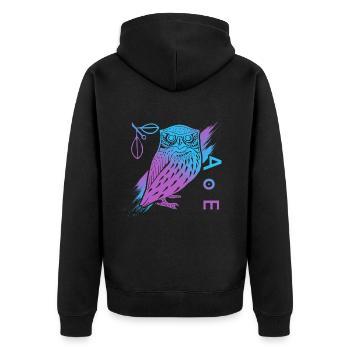 Owl of Athena, Greek mythology - Unisex Premium Organic Zip Hoodie - black - Back - Nico (187cm)