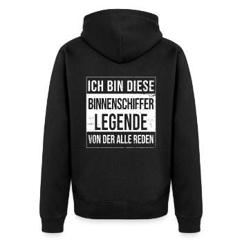 Schiffe Geburtstag geboren Legende Binnenschiffer - Unisex Premium Bio Zip Hoodie - Schwarz - Hinten - Nico (187cm)