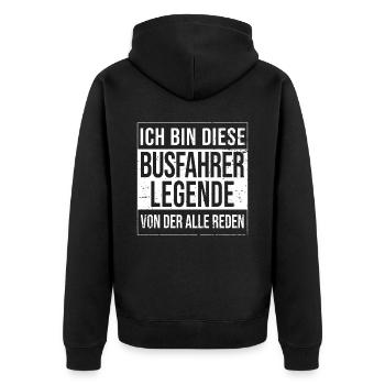 Bus-Fahrer Geburtstag geboren Legende Busfahrer - Unisex Premium Bio Zip Hoodie - Schwarz - Hinten - Nico (187cm)