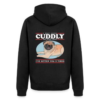 Pug Dogs Dog Owner Dog Owner Gift - Unisex Premium Organic Zip Hoodie - black - Back - Nico (187cm)
