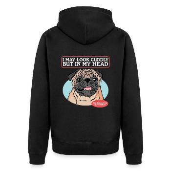 Pug Dogs Dog Owner Dog Owner Gift - Unisex Premium Organic Zip Hoodie - black - Back - Nico (187cm)