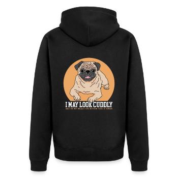 Pug Dog Dog Owner Dog Owner Gift - Unisex Premium Organic Zip Hoodie - black - Back - Nico (187cm)