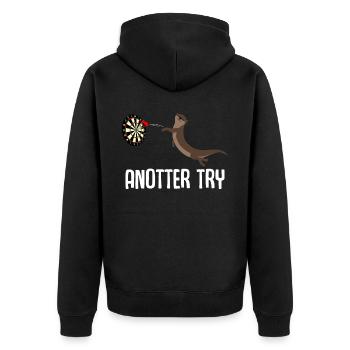 Darts Otter Dartpfeil Dart - Unisex Premium Organic Zip Hoodie - black - Back - Nico (187cm)