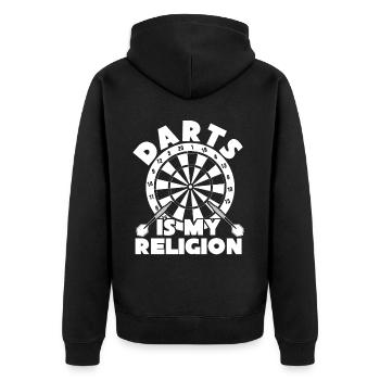 Dart Dartpfeil Dartboard Darts - Unisex Premium Organic Zip Hoodie - black - Back - Nico (187cm)