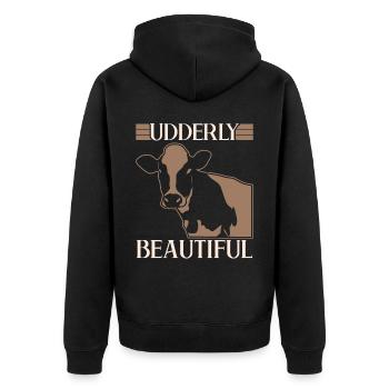 Cow Farmer Calf Farm Cows - Unisex Premium Organic Zip Hoodie - black - Back - Nico (187cm)