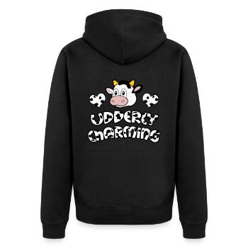 Cow Farmer Veau Veau Vaches de ferme - Veste à capuche bio Premium Unisexe - noir - Dos - Nico (187cm)