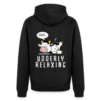 Vache Éleveur Veau endormi Veaux Vaches - Veste à capuche bio Premium Unisexe - noir - Dos - Nico (187cm)