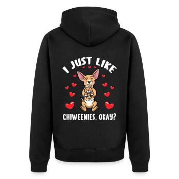 Chiweenie chien avec peluche - Veste à capuche bio Premium Unisexe - noir - Dos - Nico (187cm)