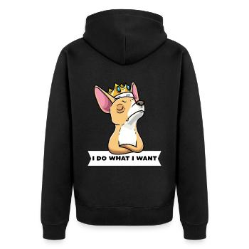 Chiweenie chien avec couronne - Veste à capuche bio Premium Unisexe - noir - Dos - Nico (187cm)