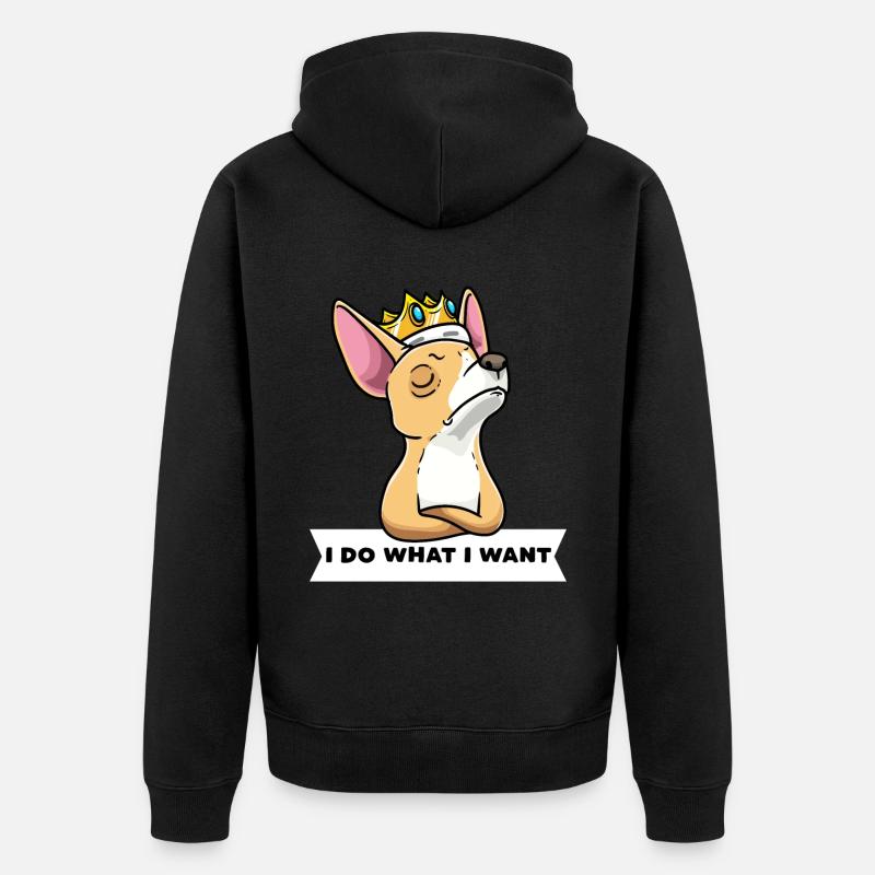 Chiweenie chien avec couronne - Veste à capuche bio Premium Unisexe - noir