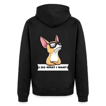 Chiweenie chien avec des lunettes de soleil - Veste à capuche bio Premium Unisexe - noir - Dos - Nico (187cm)