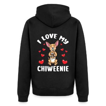 I love my Chiweenie dog with plush toy - Unisex Premium Organic Zip Hoodie - black - Back - Nico (187cm)