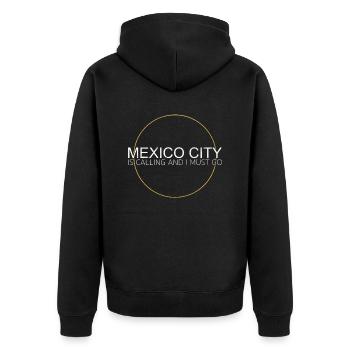 Mexiko Stadt Spruch - Unisex Premium Bio Zip Hoodie - Schwarz - Hinten - Nico (187cm)