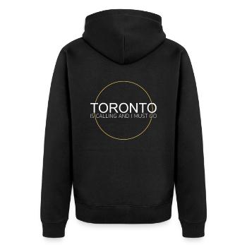 Toronto Spruch - Unisex Premium Bio Zip Hoodie - Schwarz - Hinten - Nico (187cm)